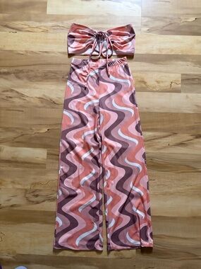 Princess Polly Pink Brown Wave-Print Two-Piece Set
